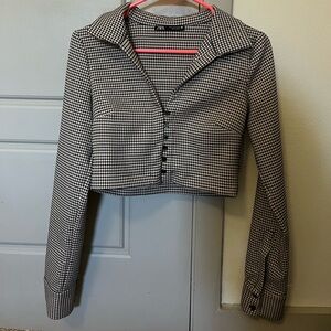Zara Monochrome Houndstooth Jacket